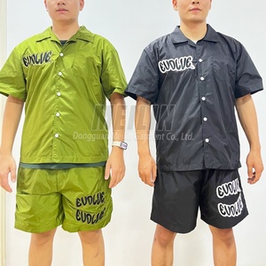 Clothing Manufacturer Custom Track Sweat Suit Men Shorts <b>Set</b> Button up Shirts and Nylon Shorts <b>Set</b> Windbreaker Tracksuit - Product Image 3