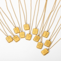Collier en acier inoxydable plaqué or 18 carats avec pendentif carré fleur du mois de naissance, vente en gros de bijoux chinois