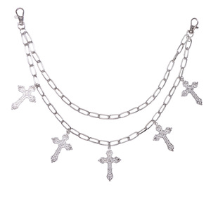 yueli Double <b>Cross</b> Pants <b>Chain</b> Tibetan Silver Waist <b>Chain</b> For <b>Men</b> Street Style Hip Hop Fashion Accessory Daily Wear - Product Image 5