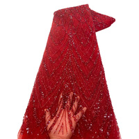 Luxe perlé Net dentelle robe robe de soirée séquence Net fantaisie Tulle ruban perlé dentelle paillettes pour robe de mariée tissus