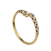Bracelet en argent 925 CNC Tête de Léopard, design haut de gamme et tendance, serti de diamants en forme de guépard à double tête
