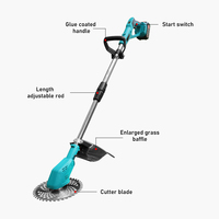 Débroussailleuse sans fil 21V sans balais, batterie lithium, coupe-herbe portable, outil de jardin, vente en gros usine OEM
