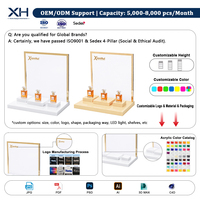 Support d'affichage cosmétique personnalisé XH en acrylique transparent à 3 niveaux pour magasin de beauté, présentoir de table, marque privée