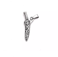 Charme de couteau miniature en acier inoxydable argenté antique pour homme vintage