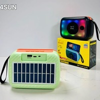 Système audio portable T24SUN à énergie solaire avec haut-parleur, lecteur de carte TF, lecteur USB, subwoofer, lumières RGB et support de téléphone