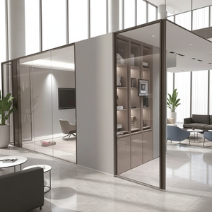 SZMK 2026 Cloison mobile en verre pour bureau, chambre et salle à manger, <span class=keywords><strong>cadre</strong></span> en aluminium, verre trempé insonorisé, design moderne, dimensions personnalisées, usage <span class=keywords><strong>commercial</strong></span> - Product Image 1