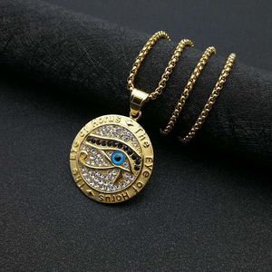 Yunnique – collier avec pendentif œil d'Horus, en acier inoxydable, plaqué or, strass, bijoux cadeau unisexe - Product Image 2