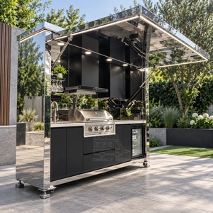 Small Portable Stainless Steel Outdoor Kitchen Workstation With <b>Storage</b> Cabinet For Garden Patio And <b>Camping</b> - Product Image 2