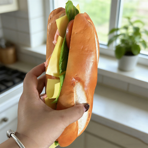Cute Plastic Faux Food Sandwich Toast Bread French Baguette Croissant Cheese Slice Mozzarella Eco-Friendly Breakfast Lunch - Product Image 6