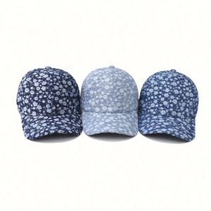 High Quality Thickened Denim Flower Women's Baseball <b>Cap</b> Sporty Formal Style Common Fabric Metal Buckle Back Closure <b>Scrub</b> <b>Cap</b> - Product Image 1