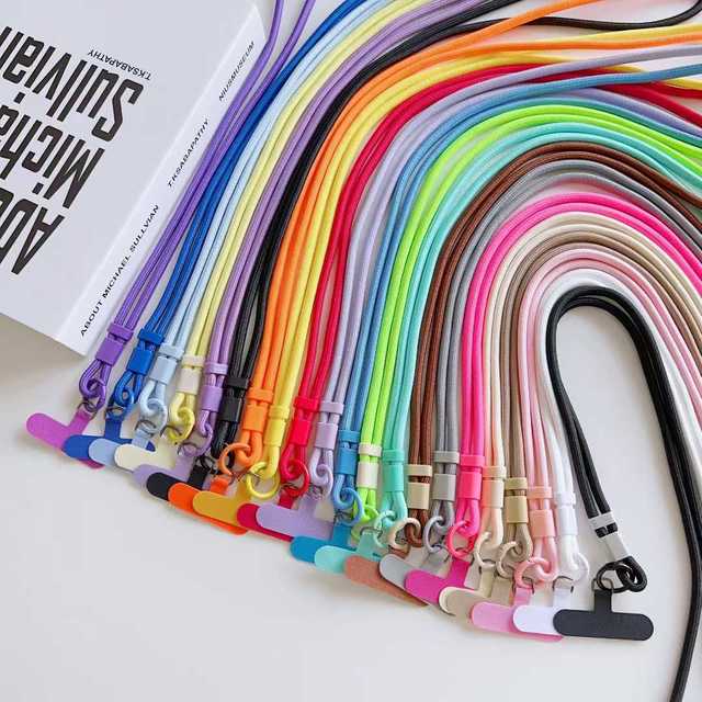 Wholesale Solid Color 0.6*120cm Polyester Shoulder Strap Creative Multifunctional Mobile Phone Neck Lanyard with Patch