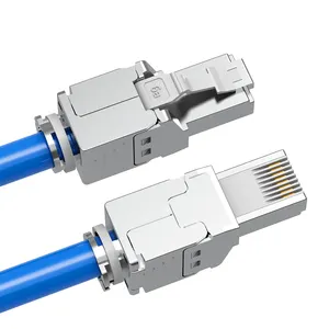 Network stp good quality rj45 cat 7 plug male /female connector with led gold plating transformer