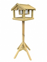 Mangeoire à oiseaux en bois massif écologique, maison pour oiseaux, table autoportante pour jardin extérieur, table à oiseaux en bois avec support