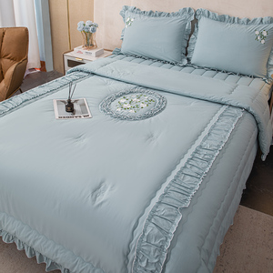 Ensemble de couette en coton 100% 2 pièces, style princesse brodé, pour mariage, maison, hôtel - Product Image 2