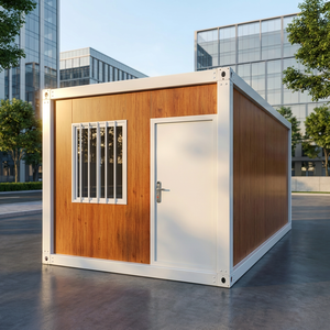 Maison de conteneur de 20 pieds en bois grainé moderne, bureau préfabriqué modulaire de luxe - Product Image 1