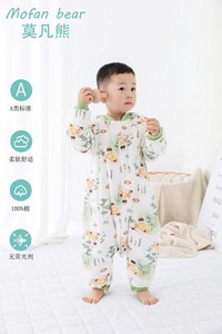 Sac de couchage bébé 220g pour 1-3 ans, style été, unisexe, 100% coton, respirant, doux, antibactérien, design mignon, jambes séparées - Product Image 3