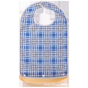 Lfcare Adult Bib Dark Blue Grid Non Woven Fabric 3D Leak Proof <b>Extra</b> <b>Large</b> Size For Seniors - Product Image 5