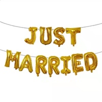 Décoration de fête de mariage, ballons Just Married, ballons en feuille de 16 pouces à suspendre, bannière de lettres pour les décorations d'événements de mariage
