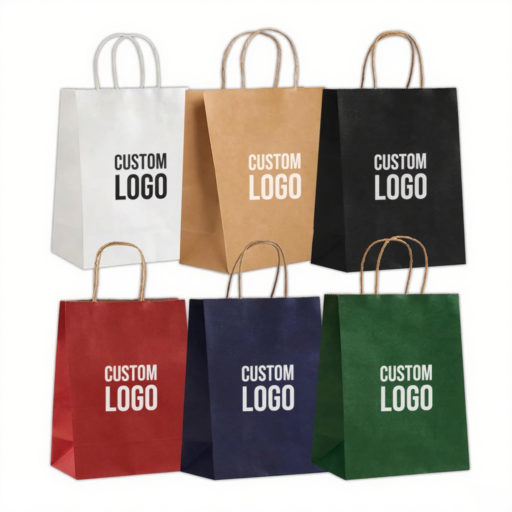 Hot Sale Brown Kraft Paper Bags Eco-Friendly Biodegradable Custom Printed With Handle for Shopping Food Gift Retail