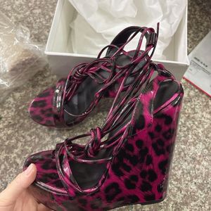 Sandales à lacets sexy et élégantes pour femmes, talons compensés à lanières pour dames - Product Image 5