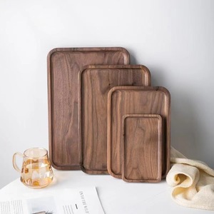 Rectangular Black Walnut Wood <b>Tray</b> Solid Wood Tea <b>Tray</b> <b>Dinner</b> Plate Wooden Serving <b>Tray</b> For Home Use - Product Image 2