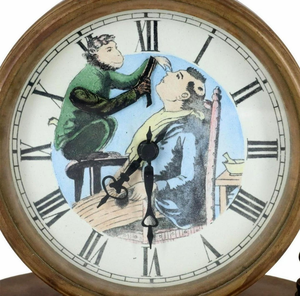 Reloj de Novedad Animado con Imagen de Mono Barbero, de Porcelana Esmaltada, con Repetidor de 36 Horas y Caja de Latón Antiguo - Product Image 5