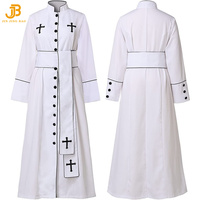 Robe de Prêtre, Costume de Clergé d'Église avec Col Montant, Soutane Romaine Imprimée pour Pasteur