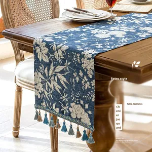Runner Decorativo per Tavolo da Pranzo, Lungo e Stampato in Tessuto di Poliestere, Stile <span class=keywords><strong>Vintage</strong></span> Francese per Mobile TV e Tavolino da Caffè - Product Image 2