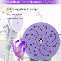 40 Grit 6 Inch Multi-Hole Purple Ceramic Ponçage Disc Dust-Free Auto Metal Wood Hook Loop 36 PCS Abrasive Disc Type