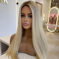 Perruques Lace Front Blondes en Cheveux Humains 100% Vierge Alignés, Sans Colle, Lisses, pour Femme