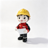 Figurine d'ingénieur en résine, garçon ouvrier de dessin animé, tenant du papier, sculpture artistique personnalisable en taille et couleur, décoration pour la maison, le bureau, le parc