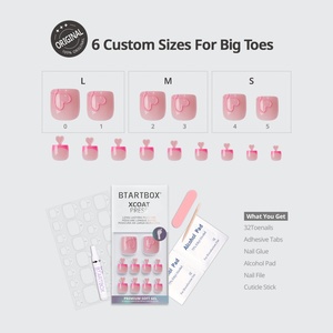 BTArtbox Faux Ongles d'Orteils Magnifiques en Gel Souple, Motifs Mignons 3D Cœur Rose, Style French Manucure, à Presser, Vente en Gros, et Kit pour Ongles d'Orteils - Product Image 3