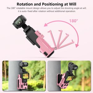 Amazear Magnetic Mount <b>Stand</b> for DJI Osmo Pocket 3 180° Adjustable <b>Desktop</b> Vertical Surface Holder Strong Suction Base (Pink) - Product Image 4