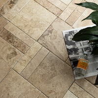 Carrelage effet pierre calcaire beige rétro, carrelage de sol vintage antidérapant pour cour