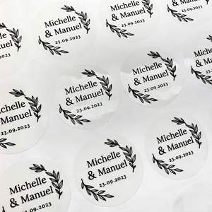 Custom Clear Adhesive Vinyl Stickers Digital Printing Personalized Letters Handmade Wedding Favors Modern <b>Waterproof</b> <b>Labels</b> - Product Image 1
