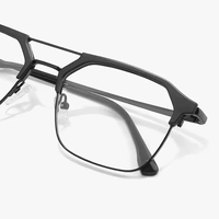 Lunettes Homme Demi-Monture Carrées Grande Monture en Alliage, Lunettes de Vue Myopie Anti-Lumière Bleue, Monture d'Ordinateur