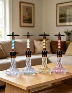 Glass <b>Hookah</b> with Metal Base Portable Water <b>Pipe</b> Transparent Base Bowl Stand for Lounge and Party - Product Image 3