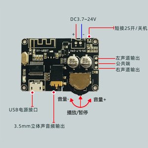 XY-WRBTH Blvetooth 5.0 Audio Decoder Module, Wide Voltage Adjustable Stereo <b>Amplifier</b> Board for <b>Speakers</b> - Product Image 2