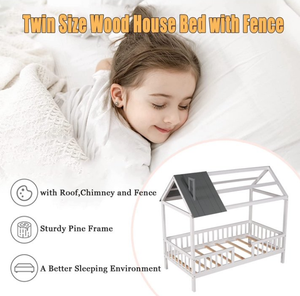 โครงเตียงคู่สำหรับ<span class=keywords><strong>บ้าน</strong></span>ขนาดเล็ก-ดีไซ<span class=keywords><strong>น</strong></span>์ไม้มอ<span class=keywords><strong>น</strong></span>เตสซอรี่พร้อมแผ่<span class=keywords><strong>น</strong></span>ไม้ระแ<span class=keywords><strong>น</strong></span>ง ไม่มีที่<span class=keywords><strong>น</strong></span>อนสปริง (สีขาวและสีเทา) - Product Image 3