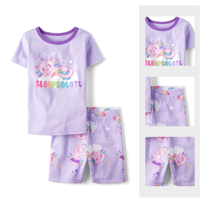 Set di pigiami da notte per bambini 2025 prezzo basso all'ingrosso <span class=keywords><strong>pigiama</strong></span> <span class=keywords><strong>con</strong></span> stampa <span class=keywords><strong>unicorno</strong></span> di alta qualità Set di pigiami di moda estiva in due pezzi - Product Image 2