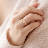 Bague en argent sterling S925 plaqué or avec pierre précieuse de luxe en quartz rose naturel pour fiançailles, mariage, fête, usage quotidien - Cadeau