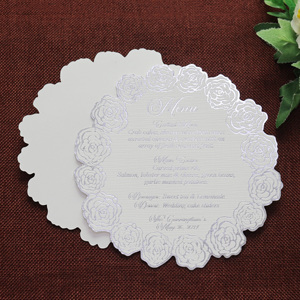 Thanh Lịch Màu Trắng Kết Cấu Giấy Menu Hình Dạng Hoa Bạc Foil In Ấn Cho Đám Cưới Tổ Chức Sự Kiện Bữa Ăn Tối Thẻ Trình Đơn Với Thiên Thần Động Vật - Product Image 2