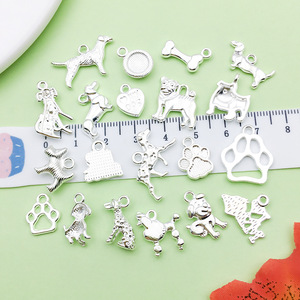 Pendentifs en alliage d'argent en forme de chien, designs variés pour la fabrication de bijoux, bracelets et colliers DIY - Product Image 3