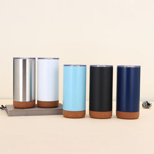 Mug isotherme personnalisé de haute qualité à double paroi en acier inoxydable 304 avec fond en liège - Product Image 1