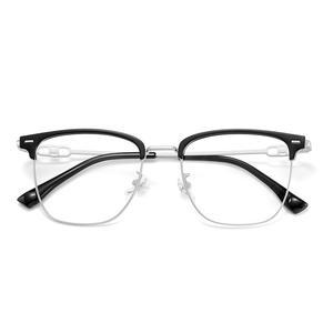 Lunettes unisexes à monture métallique et verres acryliques, design quadrilatère linéaire, origine Danyang, style homme été 2025 - Product Image 1