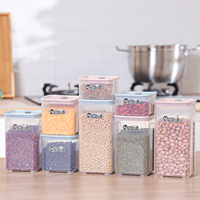 Lot de 4 boîtes hermétiques pour aliments secs, lait en poudre, grains de café, céréales carrées scellées en plastique, cadeaux