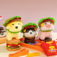 Porte-clés en peluche animal mignon en forme de hamburger, mini chien, cochon, éléphant, poupée en peluche, pendentif de sac, ornement de sac à dos, cadeau pour enfants
