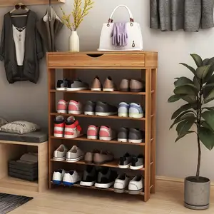 Free Standing Shoe Rack Of Shoe Storage Cabinet Entrance Bamboo Shoe Cabinet