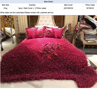Parure de lit de mariée de luxe moderne de style européen avec bordure en dentelle et broderie jacquard, écologique, en polyester 300 fils, taille Queen, vente en gros