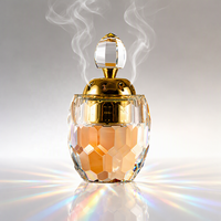 Brûleur d'encens en cristal K9 en forme d'œuf, avec couvercle creux en forme de lune dorée, facettes en nid d'abeille, support d'aromathérapie, luxe, zen, religieux, fait main
